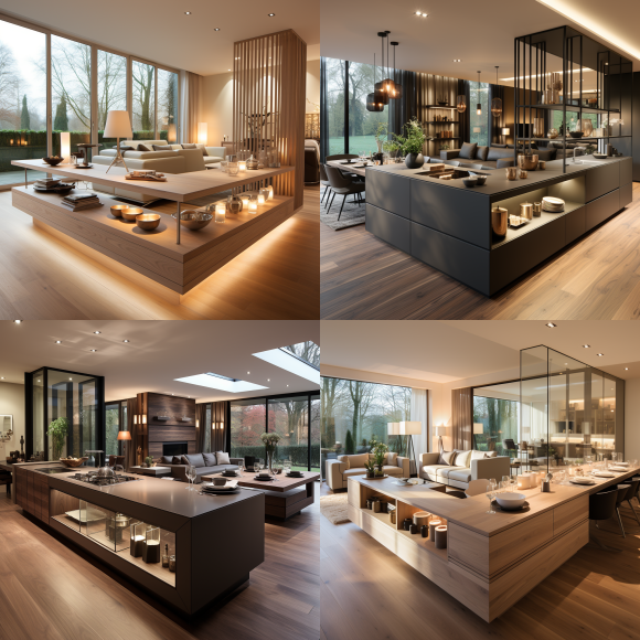 Open-concept kitchen merging into living area