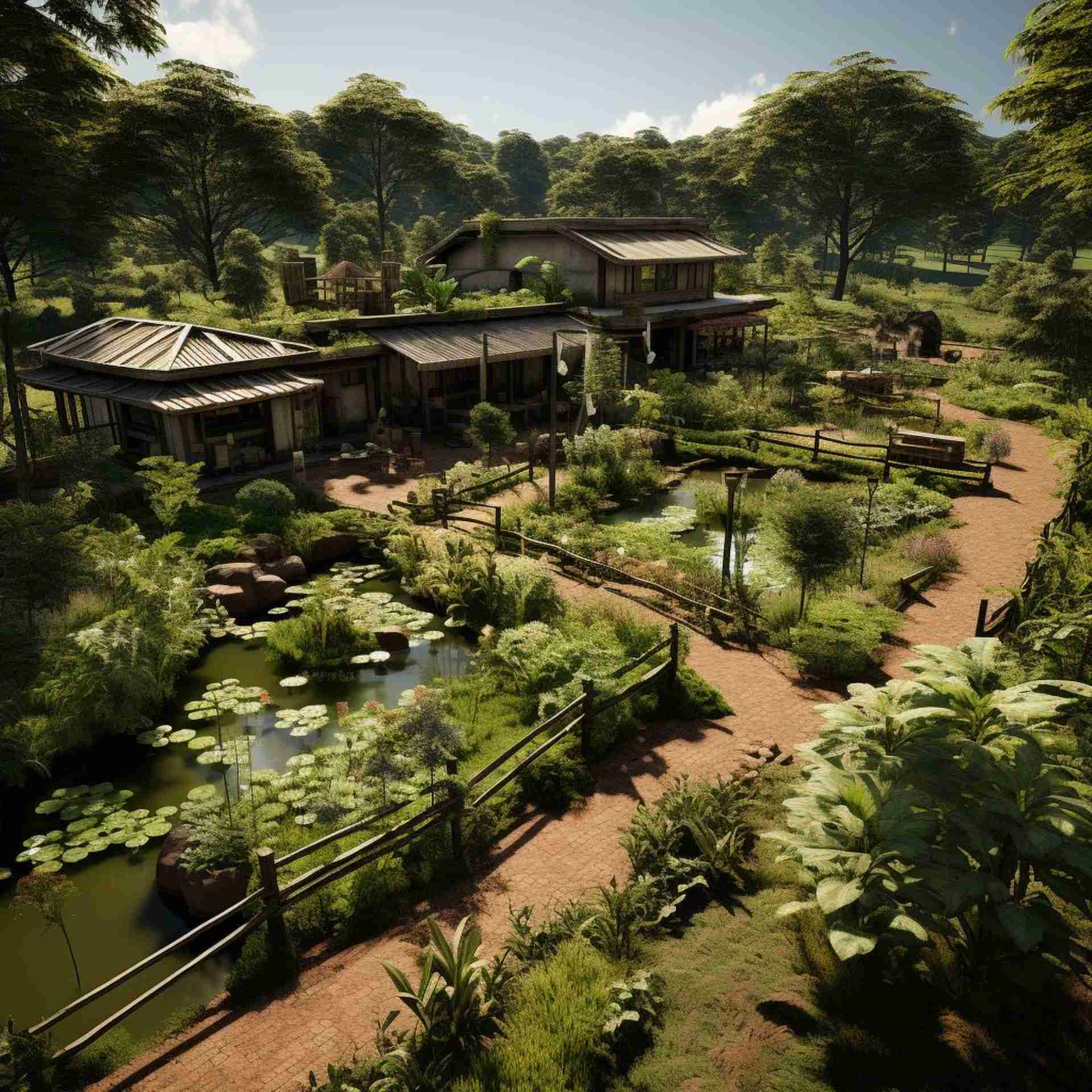 Extensive organic gardening area