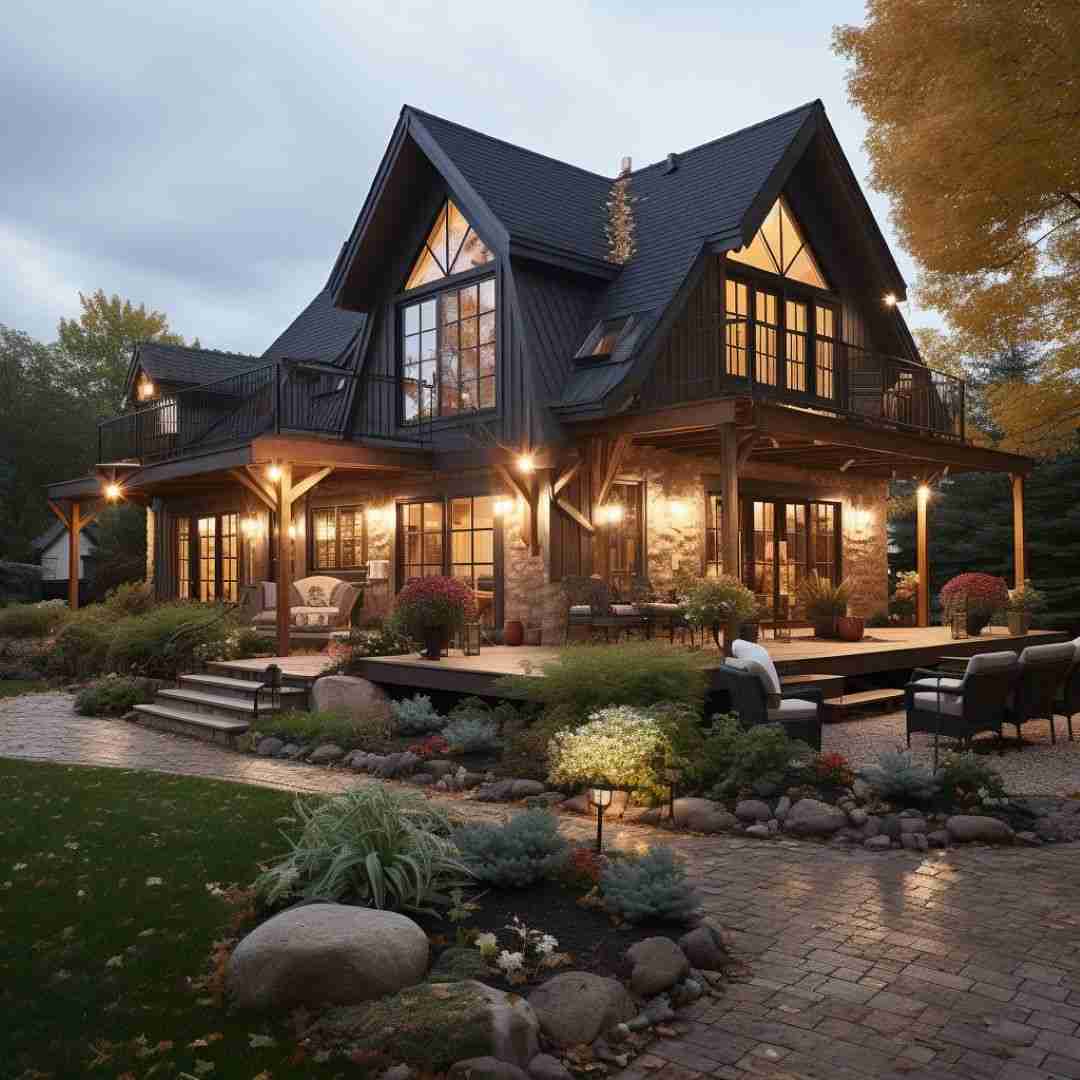 Two-story barn home style with spacious indoor and outdoor area