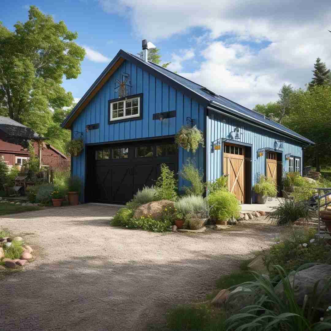 Single-story spacious garage barndominium