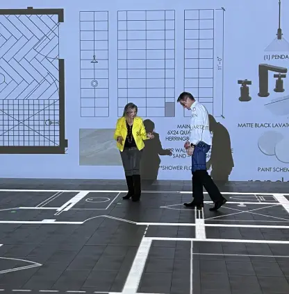 Our client Ron Davis and his team visualized their custom home project’s floor plan using our walkable life-size screen.