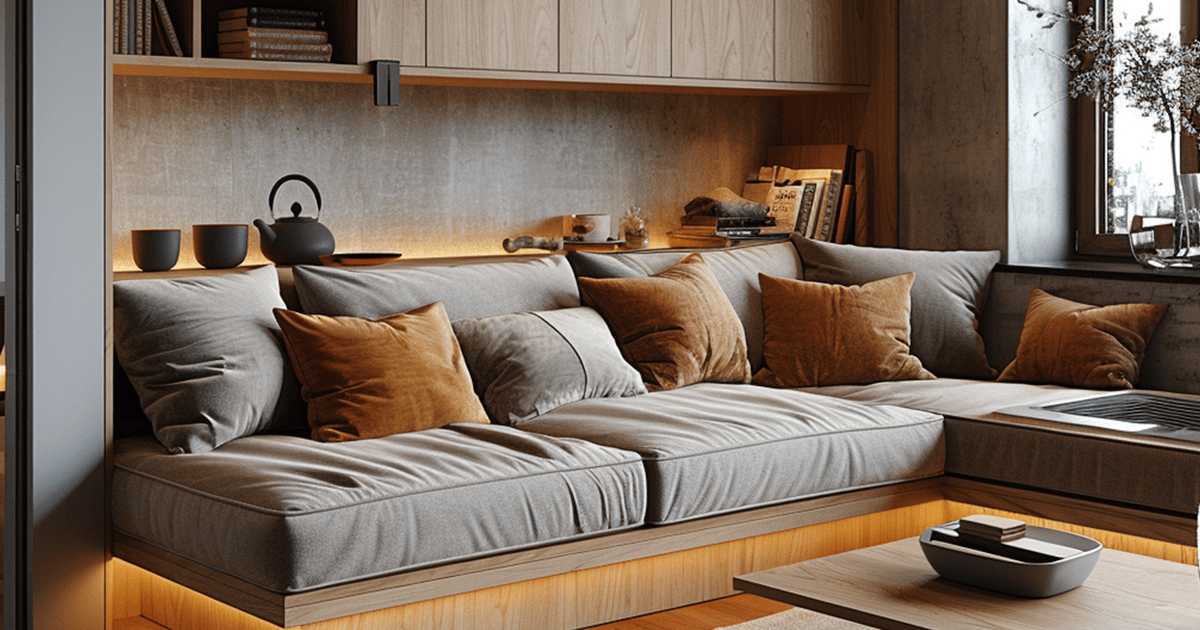 couch with built-in storage space at the back to avoid clutter