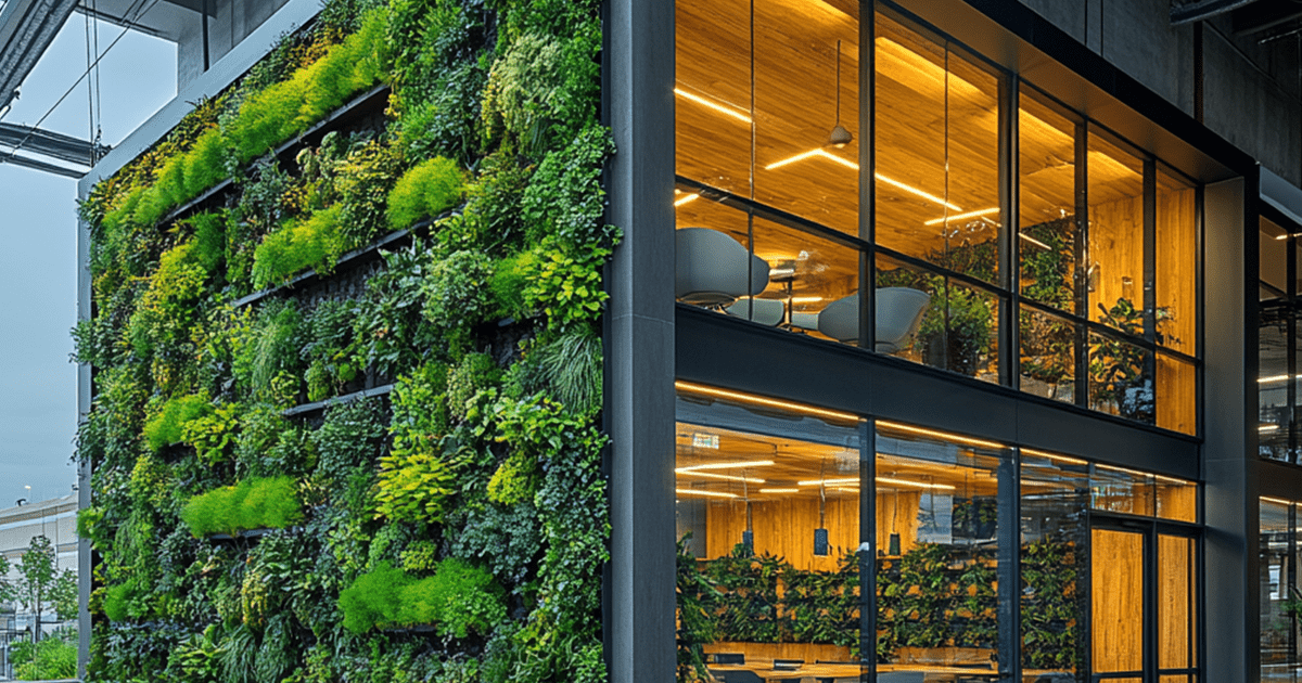 green facades at the office building to create a relaxing environment