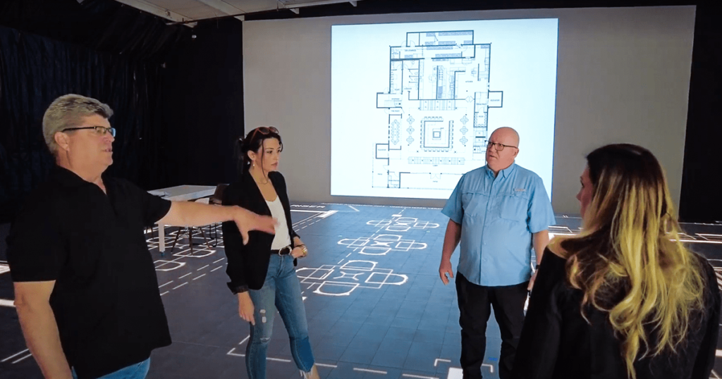 life-size floor plan walkthrough visualization using the IMAX screen technology
