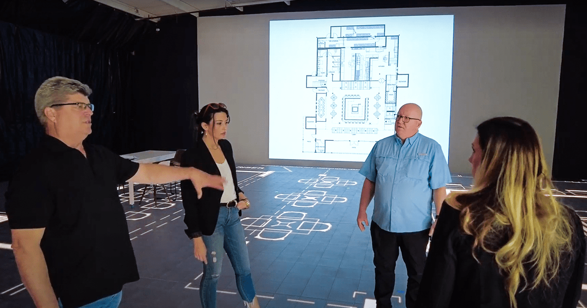life-size floor plan walkthrough visualization using the IMAX screen technology