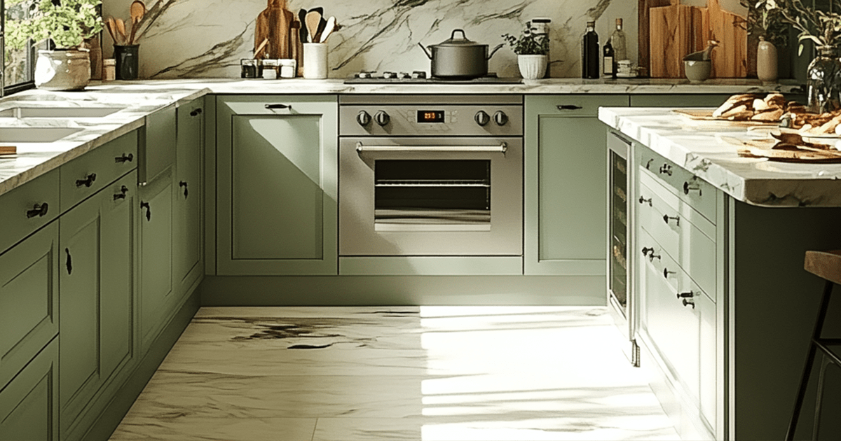 sage green kitchen cabinetry for a contemporary vibe